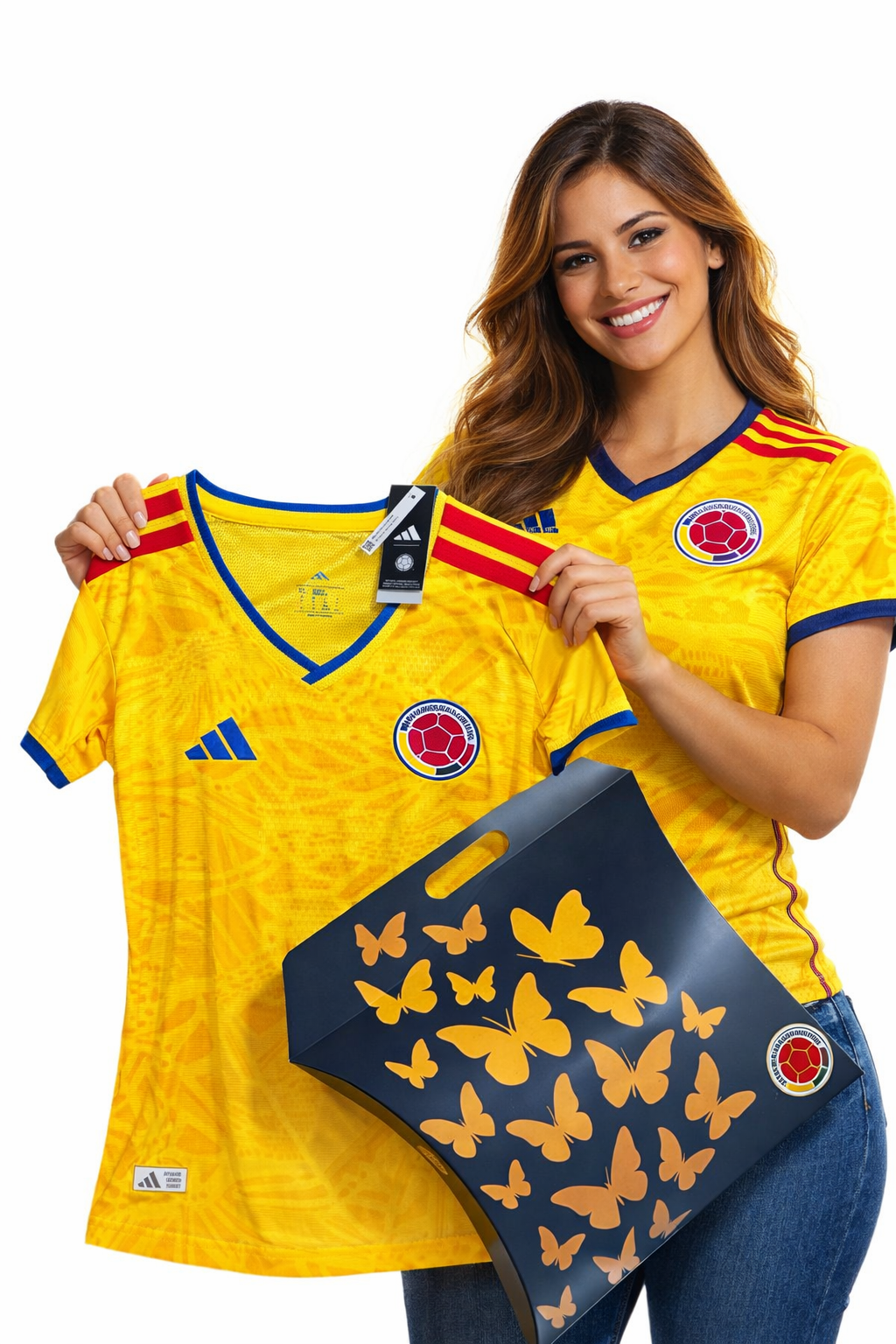 Conjunto de camiseta de fanático del Mundial 2026 para mujer con caja.